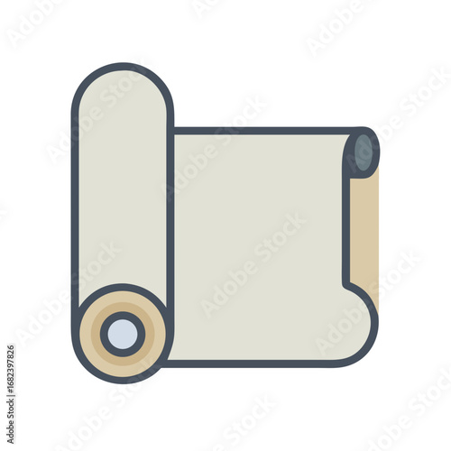 Wallpaper roll icon in flat design with neutral tones