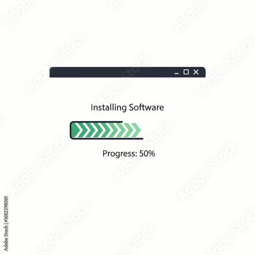Software installer progress window  Minimal Flat Vector Illustration for software development, IT support, apps, templates, and brandless design
