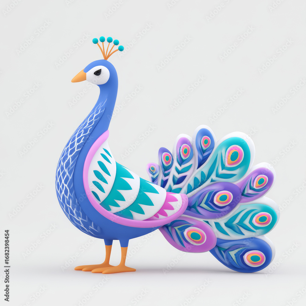 Fototapeta premium Cartoon style peacock model