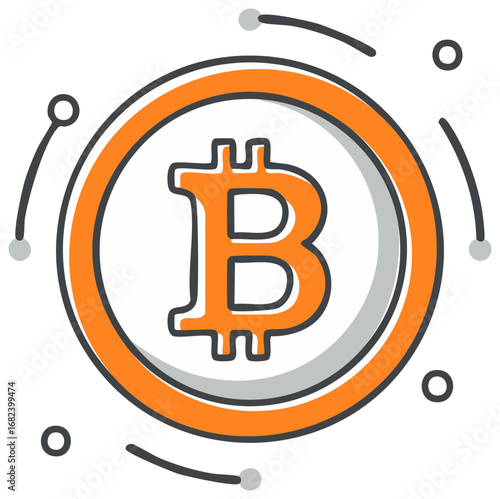 Digital Cryptocurrency Icon for Financial Technology and Online Transactions with Abstract Elements