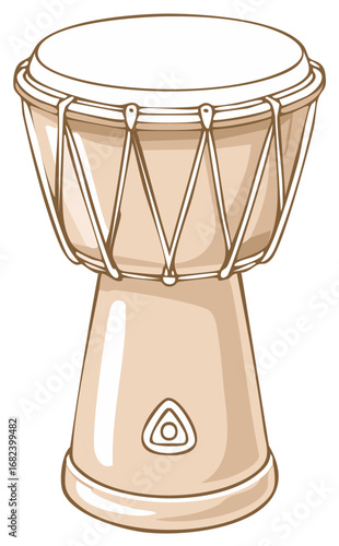 Traditional djembe hand drum percussion instrument vector illustration