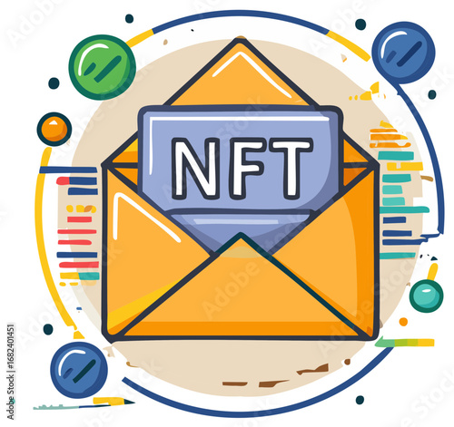 NFT Non Fungible Token Message Delivered by Envelope Representing Digital Asset Blockchain