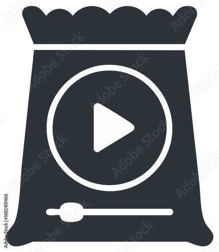 Video player icon on dark background with play button and timeline controls