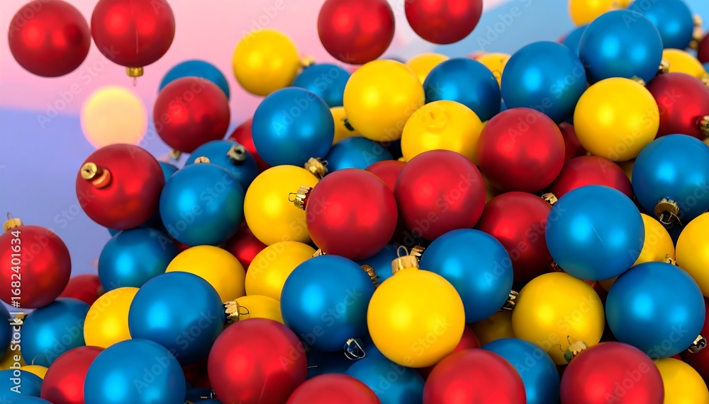 Fototapeta premium Christmas Balls Pile in Air