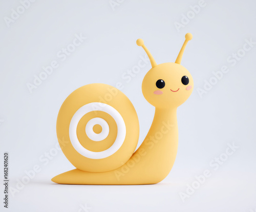 Cute yellow cartoon snail