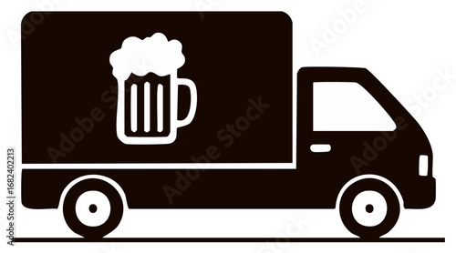 Beer Delivery Truck Icon Simple Silhouette for Beverage Transportation and Logistics