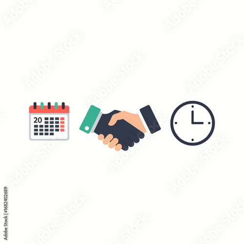 Corporate handshake closing deal  Minimal Flat Vector Illustration for business, teamwork, project management, templates, and brandless design