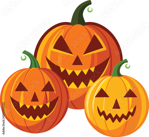 Jack o lantern glowing with carved spooky face