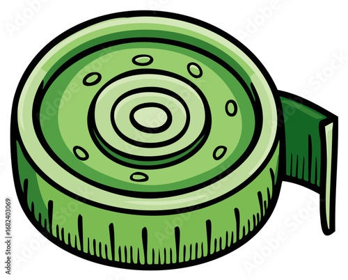 Green measuring tape cartoon style