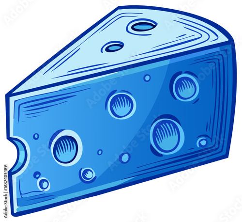 Blue Cheese Wedge with Holes Food Illustration Cheese Product Illustration
