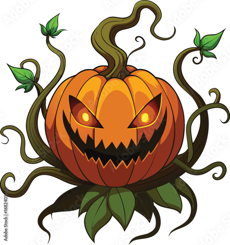 Jack o lantern twisted vine glowing eyes