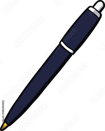 Sleek black office pen vector illustration for professional design projects transparent background