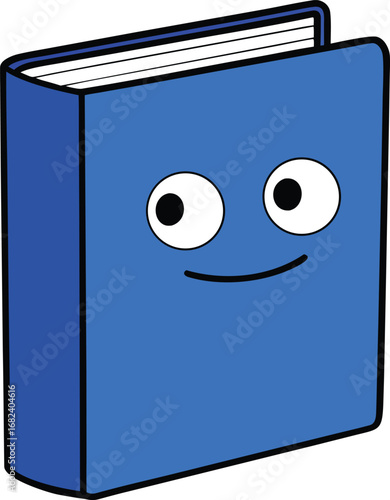 Blue office binder folder with friendly face vector illustration eps scalable icon transparent background