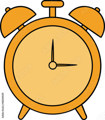 Retro golden alarm clock vector illustration for design projects transparent background