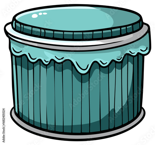 Cartoon Style Blue Bongo Drum Musical Instrument with White Trim Detail