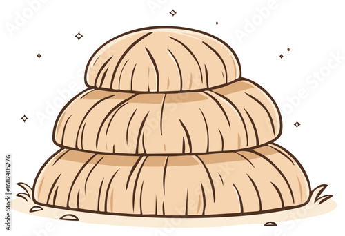 Cute cartoon haystack illustration for farm and autumn harvest concepts