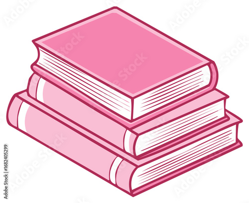 Three pastel pink hardcover books stacked neatly showcasing reading and education concept for learning and studying