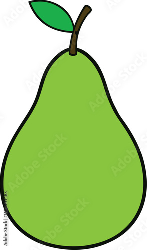 Fresh green pear fruit vector illustration scalable eps graphic design element transparent background