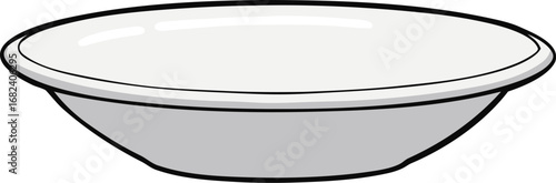 Clean vector illustration of a shallow white ceramic dish for food and serving transparent background