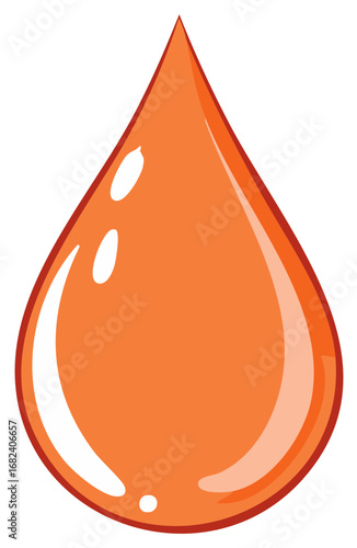 Cartoon vector illustration of orange liquid drop with white highlights