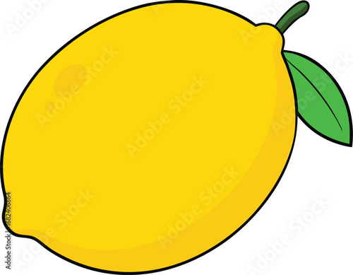 Whole yellow lemon fruit vector illustration scalable eps graphic icon fresh citrus food element transparent background