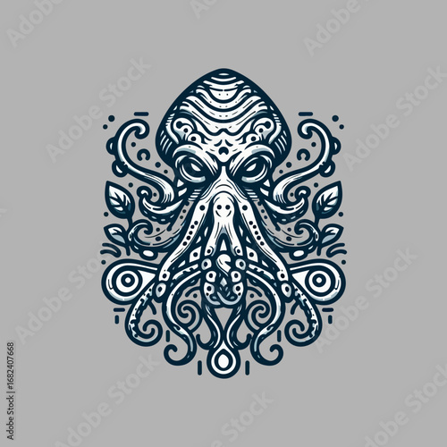 Detailed octopus illustration with intricate patterns and designs.