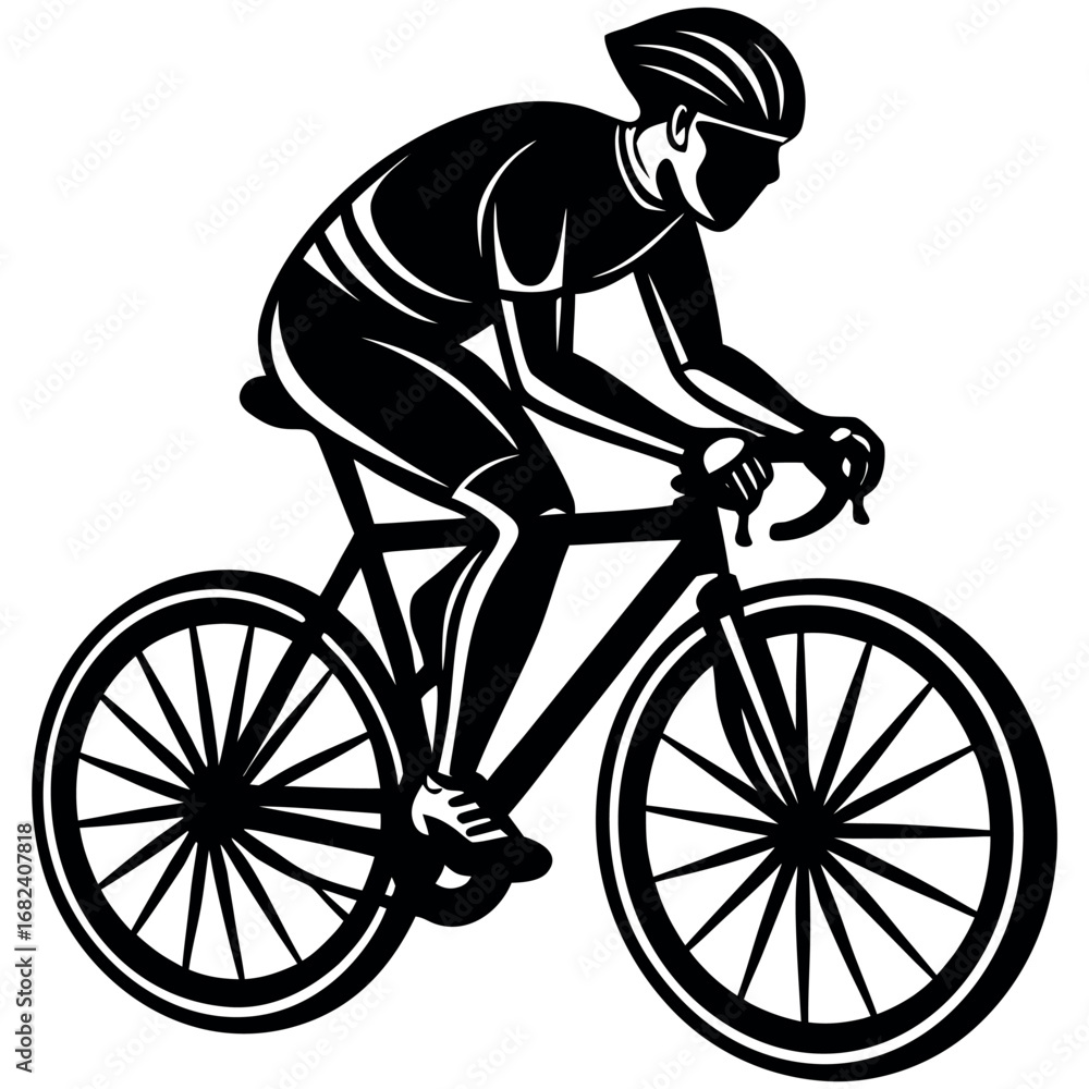 Obraz premium Cyclist riding a bicycle, participating in a race