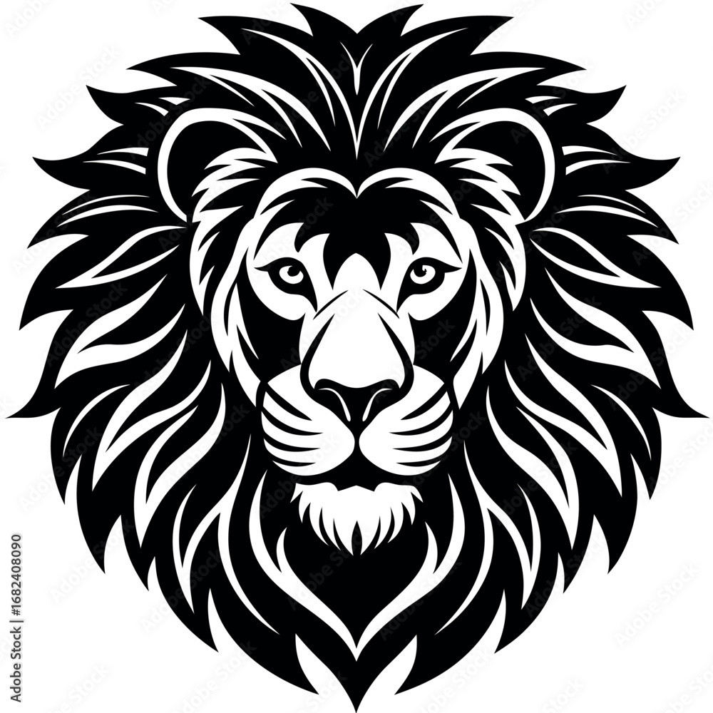 Fototapeta premium Majestic lion head with a detailed mane