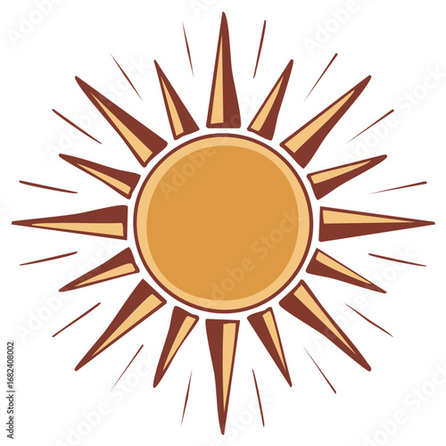 Stylized Sun Emblem with Rays Emanating Outward