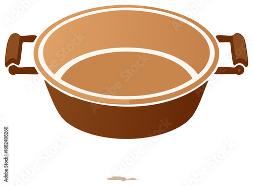 Brown casserole dish vector illustration featuring side handles and neutral earth tones