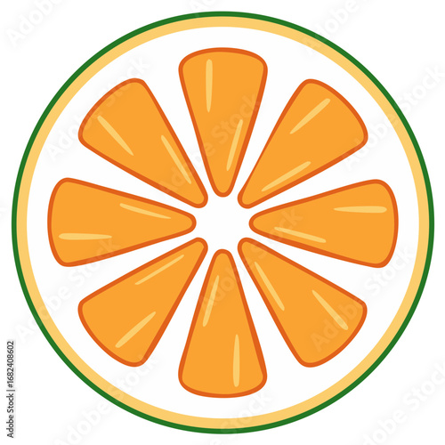 Vector illustration of a juicy orange citrus fruit slice, cartoon style