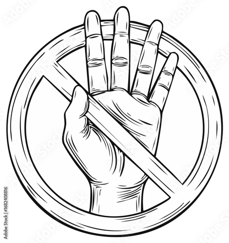 Forbidden Hand Sign, No Access, Stop Gesture, Do Not Touch Symbol, Warning
