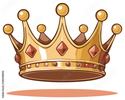 Golden crown with jewels, illustration of royalty and power