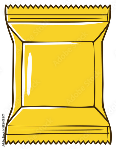 Blank Yellow Snack Packet with Jagged Edges and Outline