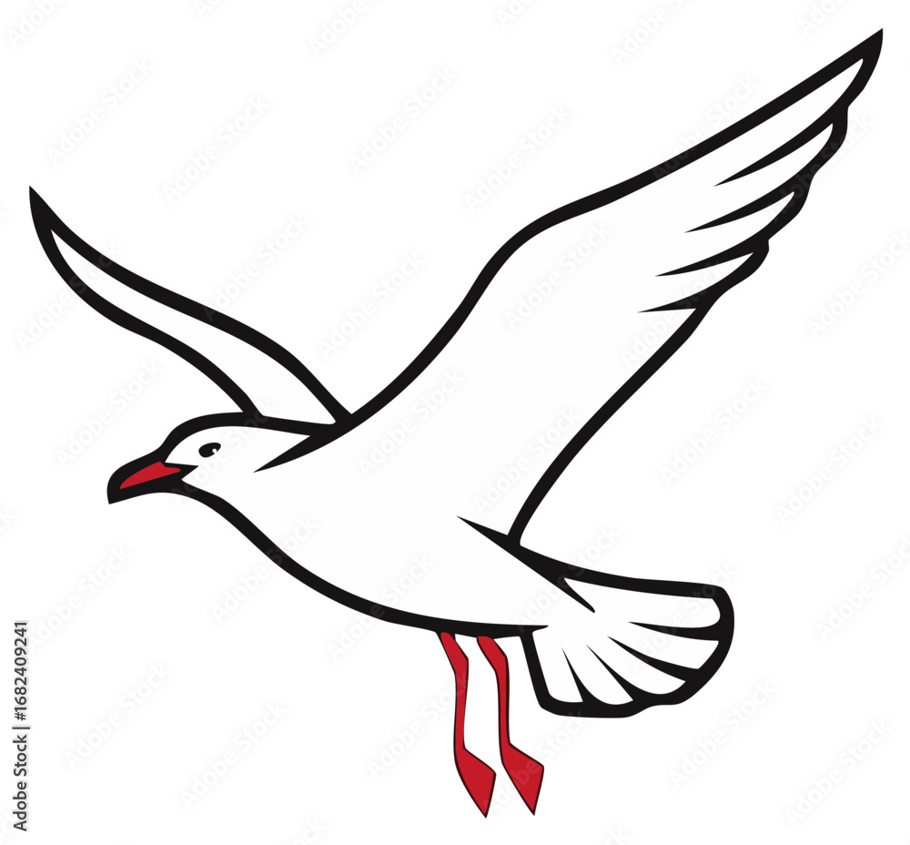 Obraz premium Seagull Bird Flying Red Feet Emblem Design Vector Graphic Illustration