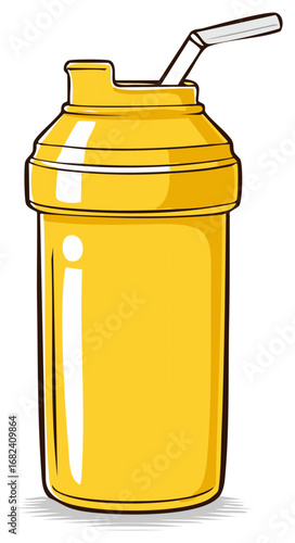 Yellow Protein Shaker Bottle for Sports Nutrition and Fitness Drinks Illustration