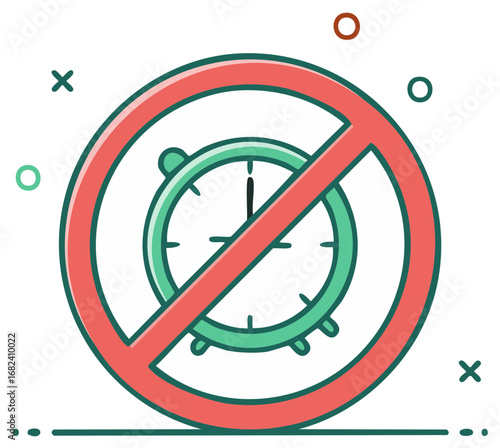 No Alarm Clock Symbol Signifying Time Management Problems or Need for Relaxation