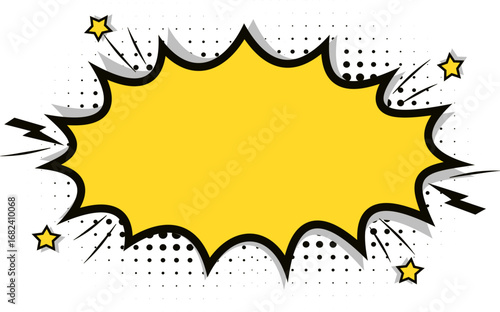 Yellow Comic Explosion with Star, Comic Explosion