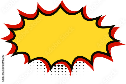 Yellow and Red Comic Explosion with Halftone, Comic Explosion