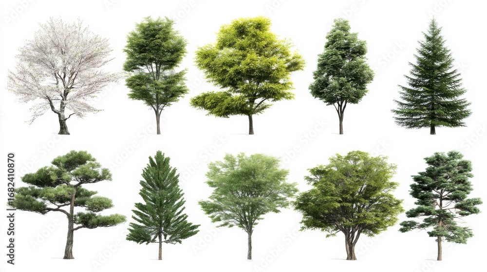 Obraz premium 建築パース用樹木素材セット