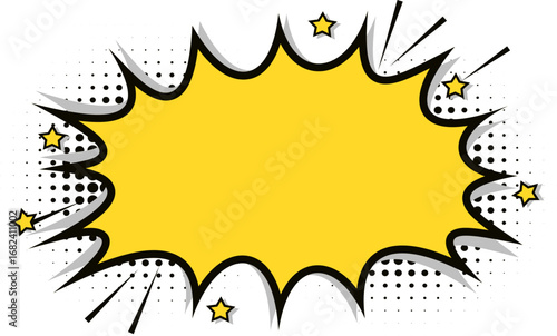 Halftone Comic Explosion with Stars, Comic Explosion