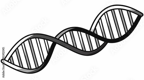 Stylized black and white dna double helix illustration