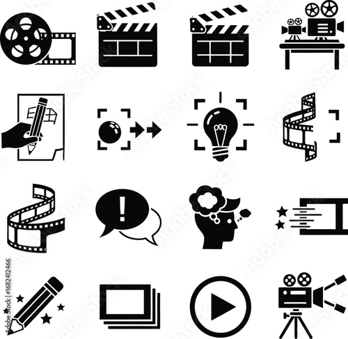 Collection of film and video production icons