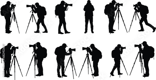 Photographer silhouette, camera tripod, outdoor shooting, professional photography, creative art, lens focus, travel photo, photography gear, tripod setup, artistic capture