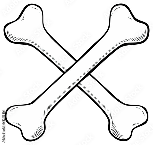 Hand drawn illustration of two crossed bones, a symbol of danger, poison, or pirates