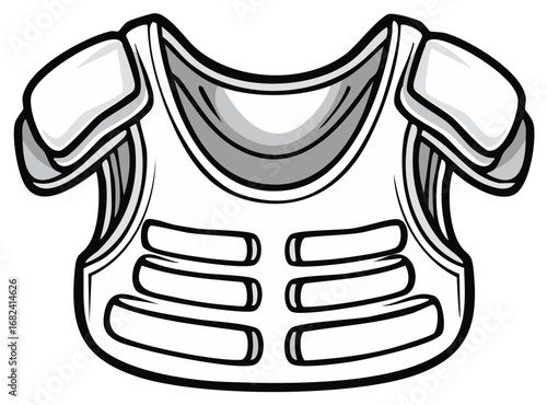 Protective Chest Armor Illustration with Shoulder Pads and Body Plate for Sports Athletes