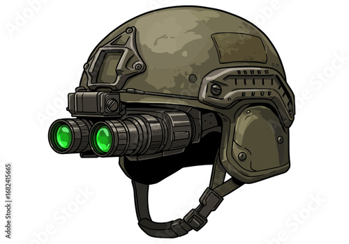 Tactical helmet with advanced night vision goggles for elite operations and surveillance