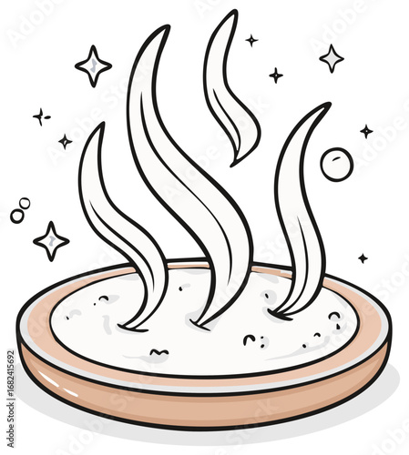 Cartoon Hot Spring with Steam and Stars Illustration