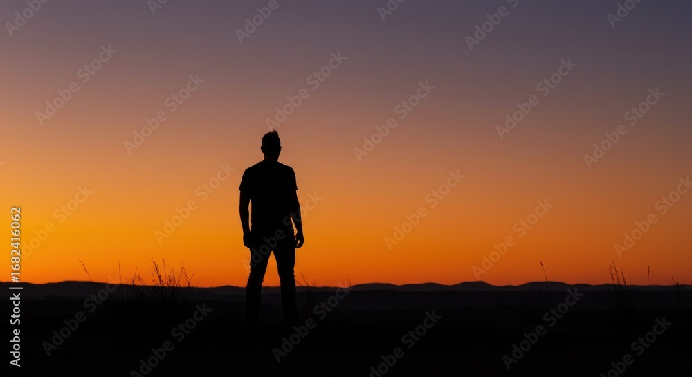 Fototapeta premium Silhouette of a person against a twilight sky