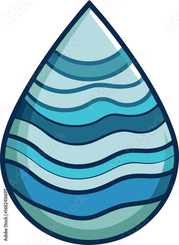 Water droplet filled with wave texture